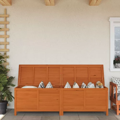 barna tömör fenyőfa kerti tárolóláda 198,5 x 50 x 56,5 cm