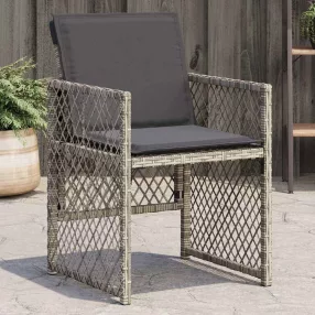 4 db szürke polyrattan kerti szék párnával
