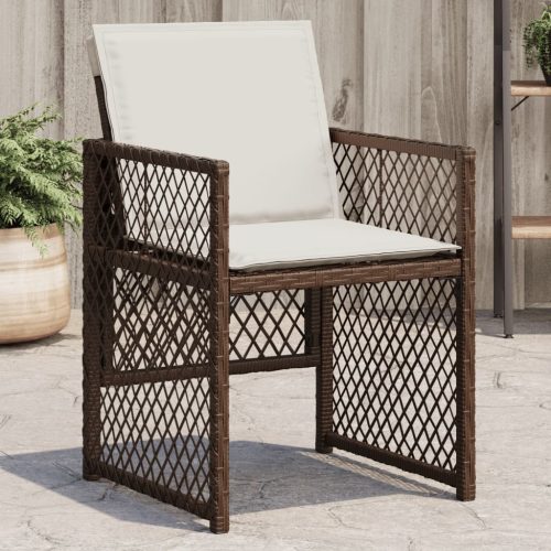 4 db barna polyrattan kerti szék párnával