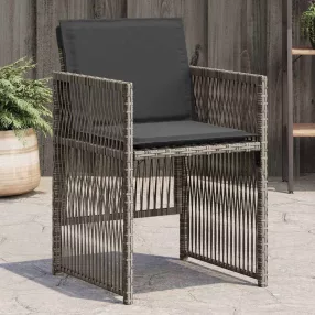 4 db szürke polyrattan kerti szék párnával