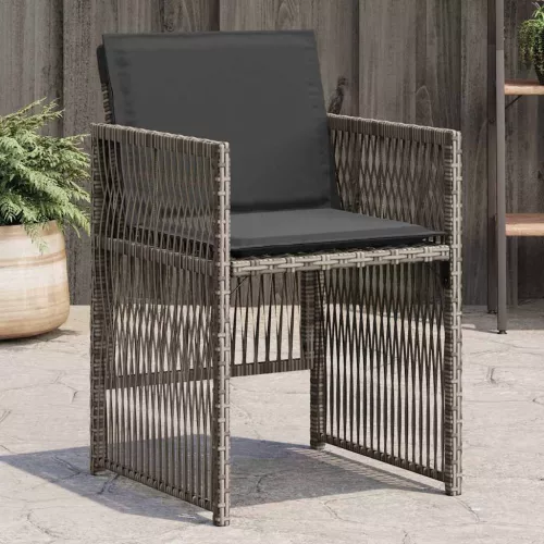 4 db szürke polyrattan kerti szék párnával