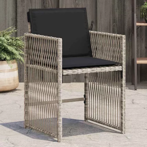 4 db világosszürke polyrattan kerti szék párnával