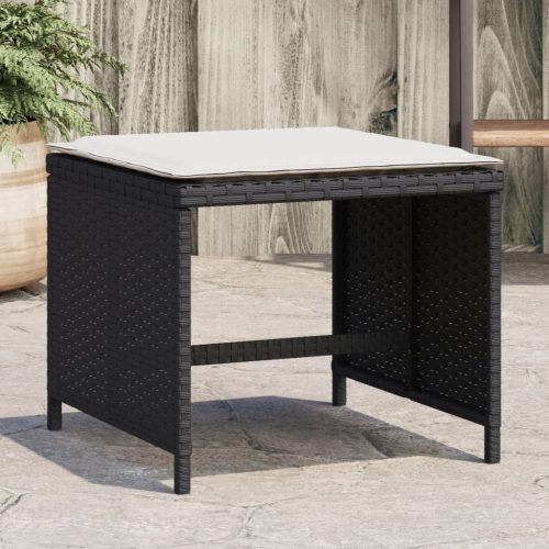 4 db fekete polyrattan kerti szék párnával 41 x 41 x 36 cm