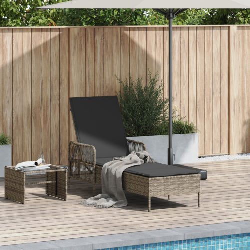 Napozóágy Szürke és sötét szürke PE Rattan 157 x 55 x 92 cm
