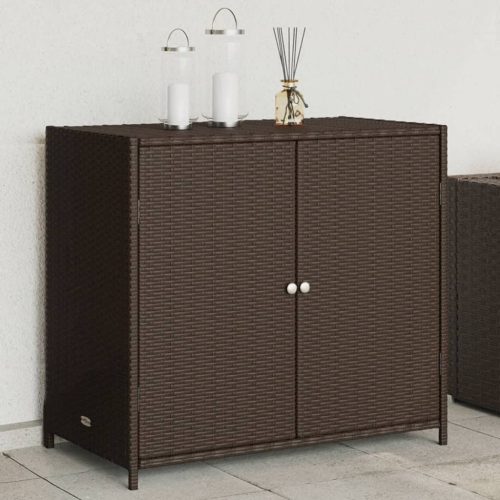  barna polyrattan kerti tárolószekrény 83x45x76 cm