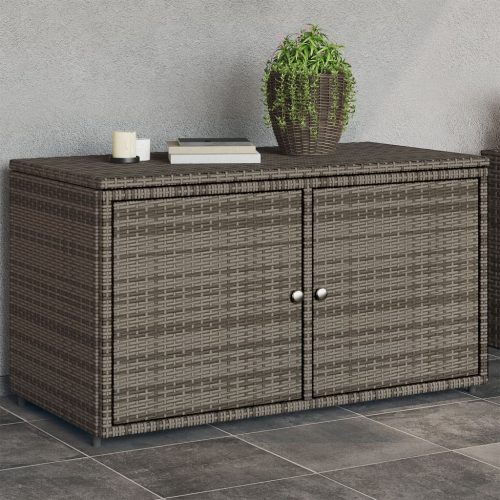  szürke polyrattan kerti tárolószekrény 110 x 55 x 60,5 cm