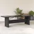 Fekete polyrattan üveglapos kerti asztal 240 x 90 x 75 cm