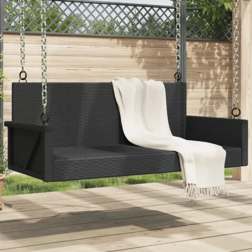 Fekete polyrattan hintapad 119 x 56 x 48 cm