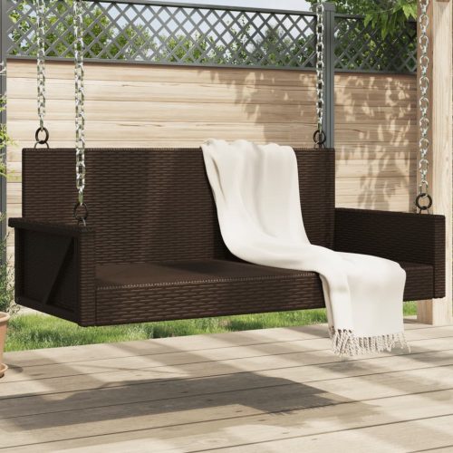  barna polyrattan hintapad 119 x 56 x 48 cm