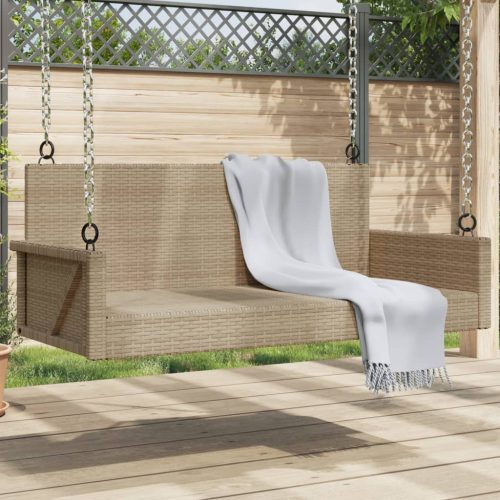  bézs polyrattan hintapad 119 x 56 x 48 cm