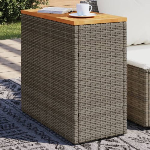  szürke polyrattan falapos kerti kisasztal 58 x 27,5 x 55 cm