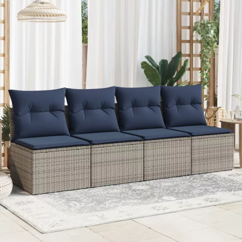 | Kerti kanapé | párnával Szürke 227 x 62 x 69 cm polirattan