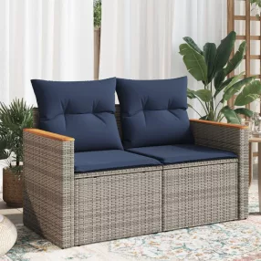 kétszemélyes szürke polyrattan kerti kanapé párnákkal