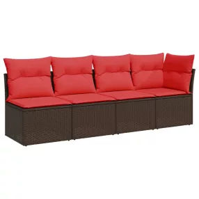   vidaXL 4 személyes barna polyrattan kerti kanapé párnákkal