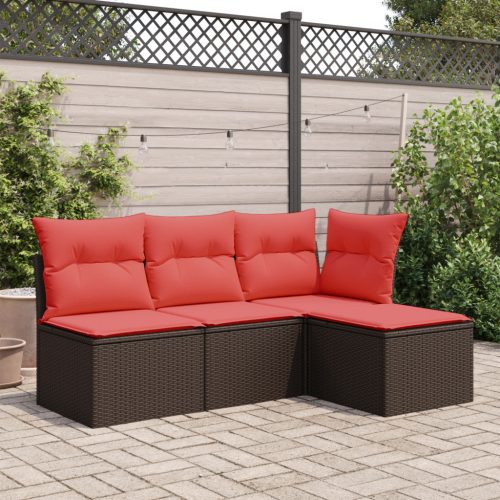 Kerti Puff Térkező Párnával Barna 55x55x37 cm Poli Rattan