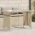 bézs polyrattan üveglapos kerti asztal 110x68x70 cm
