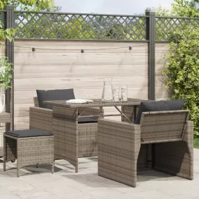   4 részes szürke polyrattan kerti ülőgarnitúra párnákkal