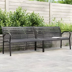 Fekete acél és WPC dupla kerti pad 231 cm