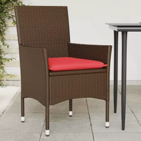 2 db barna polyrattan kerti szék párnával