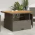 szürke polyrattan és akácfa kerti asztal 110 x 110 x 71 cm