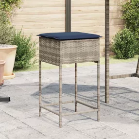 2 db szürke polyrattan kerti bárszék párnákkal