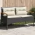 Fekete polyrattan kerti pad párnával 116 x 62,5 x 74