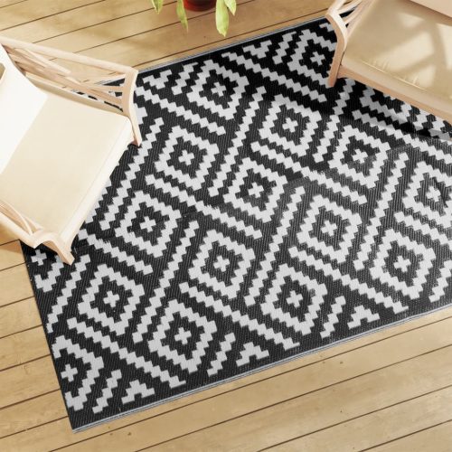vidaXL kültéri szőnyeg ARAKIL fehér és fekete 140x200 cm PP