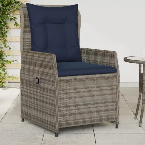 2 db szürke polyrattan dönthető kerti szék