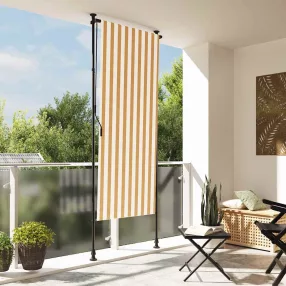   narancssárga és fehér szövet és acél kültéri roló 100 x 270 cm