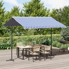   vidaXL kék-fehér szövet és acél szabadon álló napellenző 300 x 300 cm