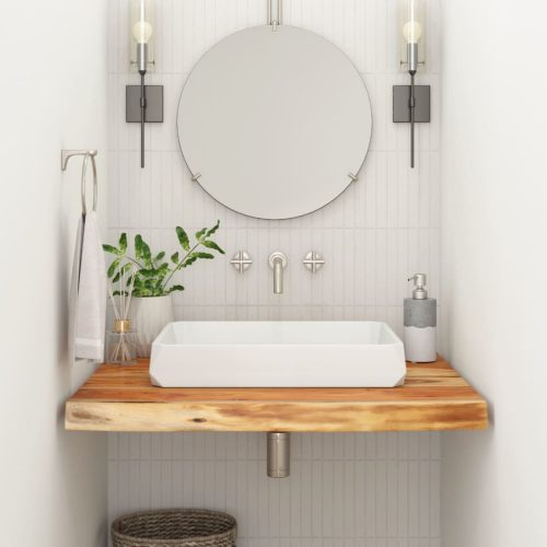 tömör akácfa téglalap alakú fürdőszobai pult 80 x 60 x 2,5 cm