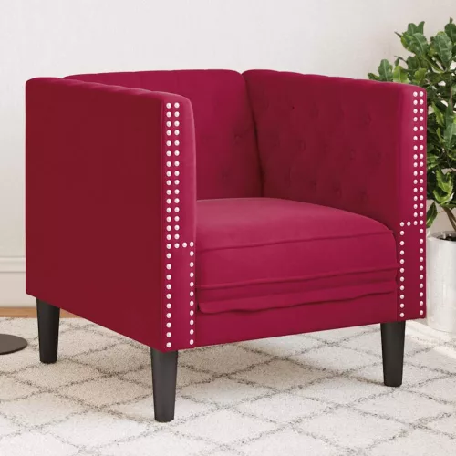 Bordó bársony Chesterfield kanapéfotel