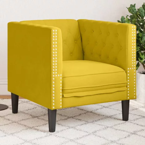 Sárga bársony Chesterfield kanapéfotel