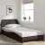 sötétbarna szövet ágykeret Dover 100x200 cm