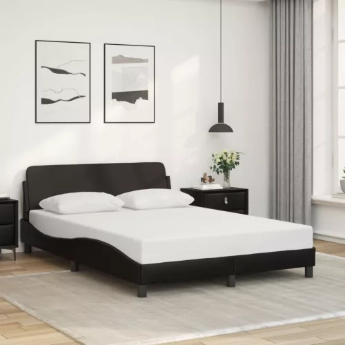 fekete műbőr ágykeret Dover 140 x 190 cm