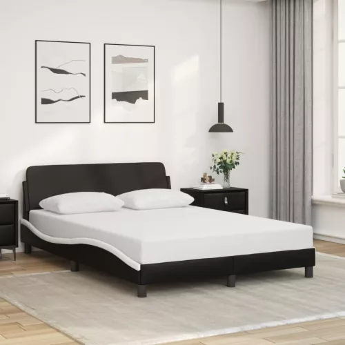 fekete és fehér műbőr ágykeret Dover 140x190 cm