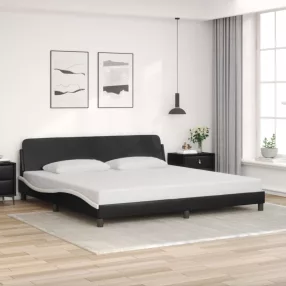 fekete és fehér műbőr ágykeret Dover 200x200 cm