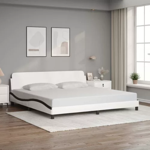 fehér és fekete műbőr ágykeret Dover 200x200 cm
