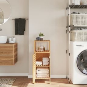 bambusz fürdőszobaszekrény polccal 36 x 33 x 87 cm