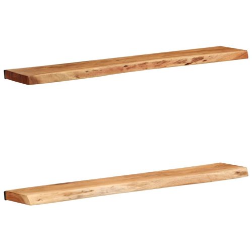 2 darab tömör akácfa fali polc 100x20x3,5 cm