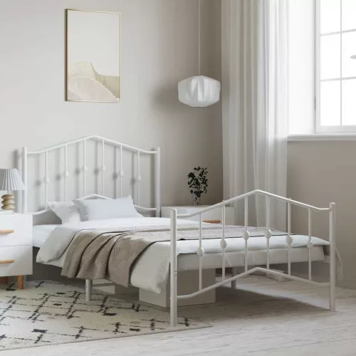 vidaXL fehér fém ágykeret fej- és lábtámlával 100 x 200 cm
