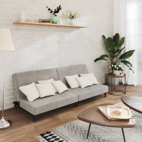 kétszemélyes világosszürke bársony kanapéágy