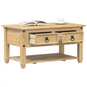   vidaXL Corona tömör fenyőfa dohányzóasztal fiókokkal 85 x 50 x 45 cm