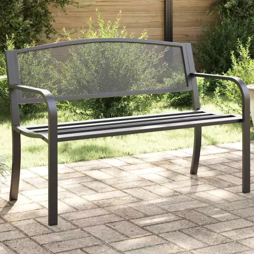Fekete acél kerti pad 119 cm