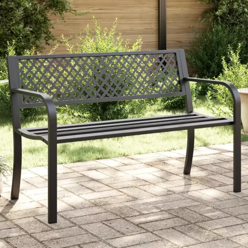 Fekete acél kerti pad 119 cm