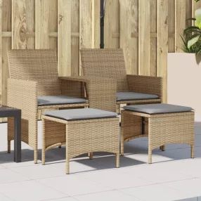   vidaXL 2 személyes bézs polyrattan kerti kanapé asztallal/székkel