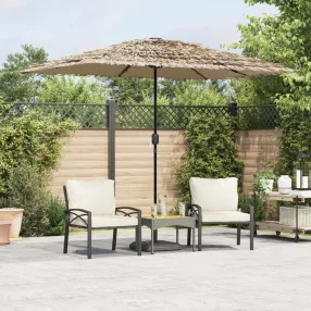   vidaXL barna kerti napernyő LED-del és acél rúddal 300 x 200 x 250 cm