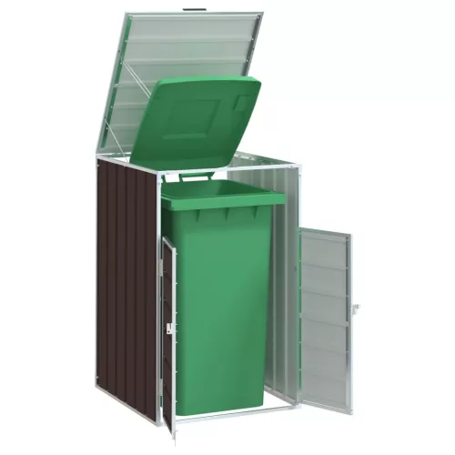 vidaXL barna acél kerekes szemetes tároló 1 szemeteskukához 72 x 81 x 115 cm