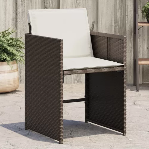 4 db barna polyrattan kerti szék párnával