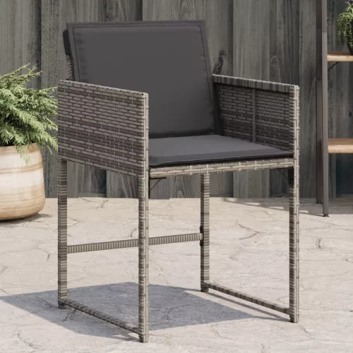 4 db szürke polyrattan kerti szék párnával